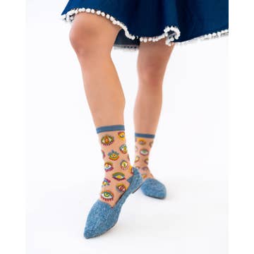 Evil Eye Sheer Crew Sock