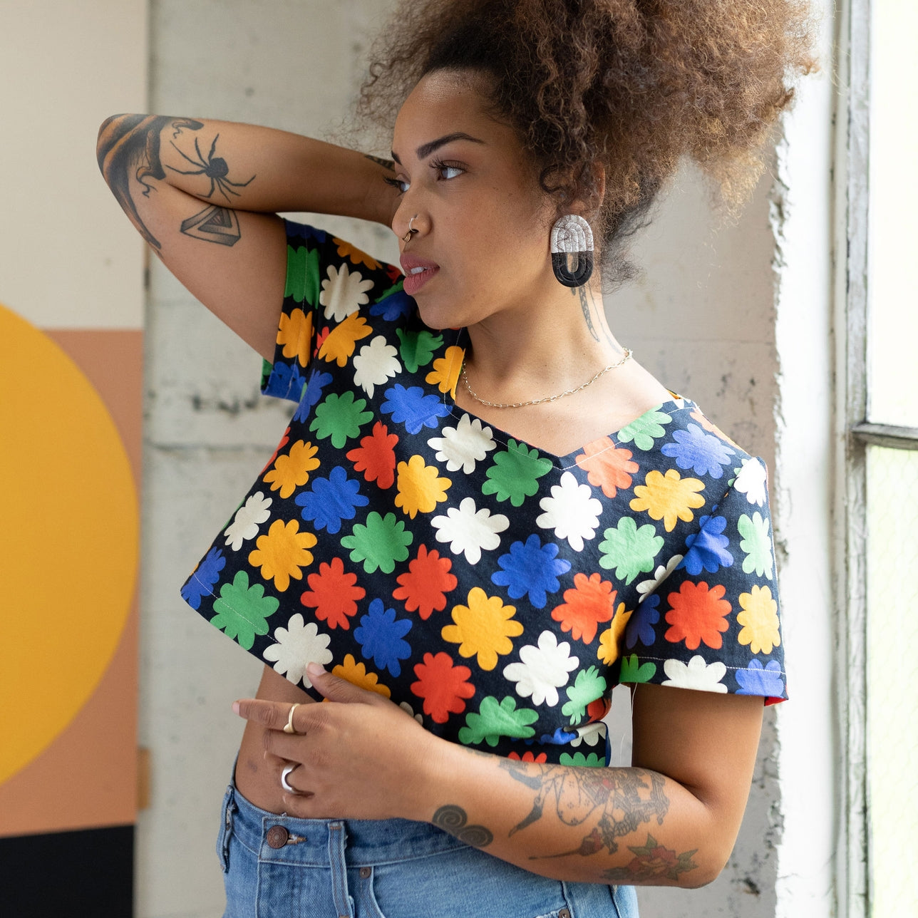 Abstract Floral Crop Top