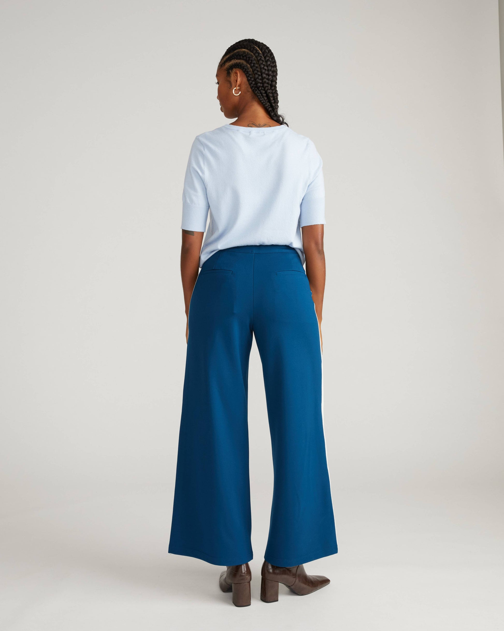 Stephanie Wide Leg Stripe Ponte Pants