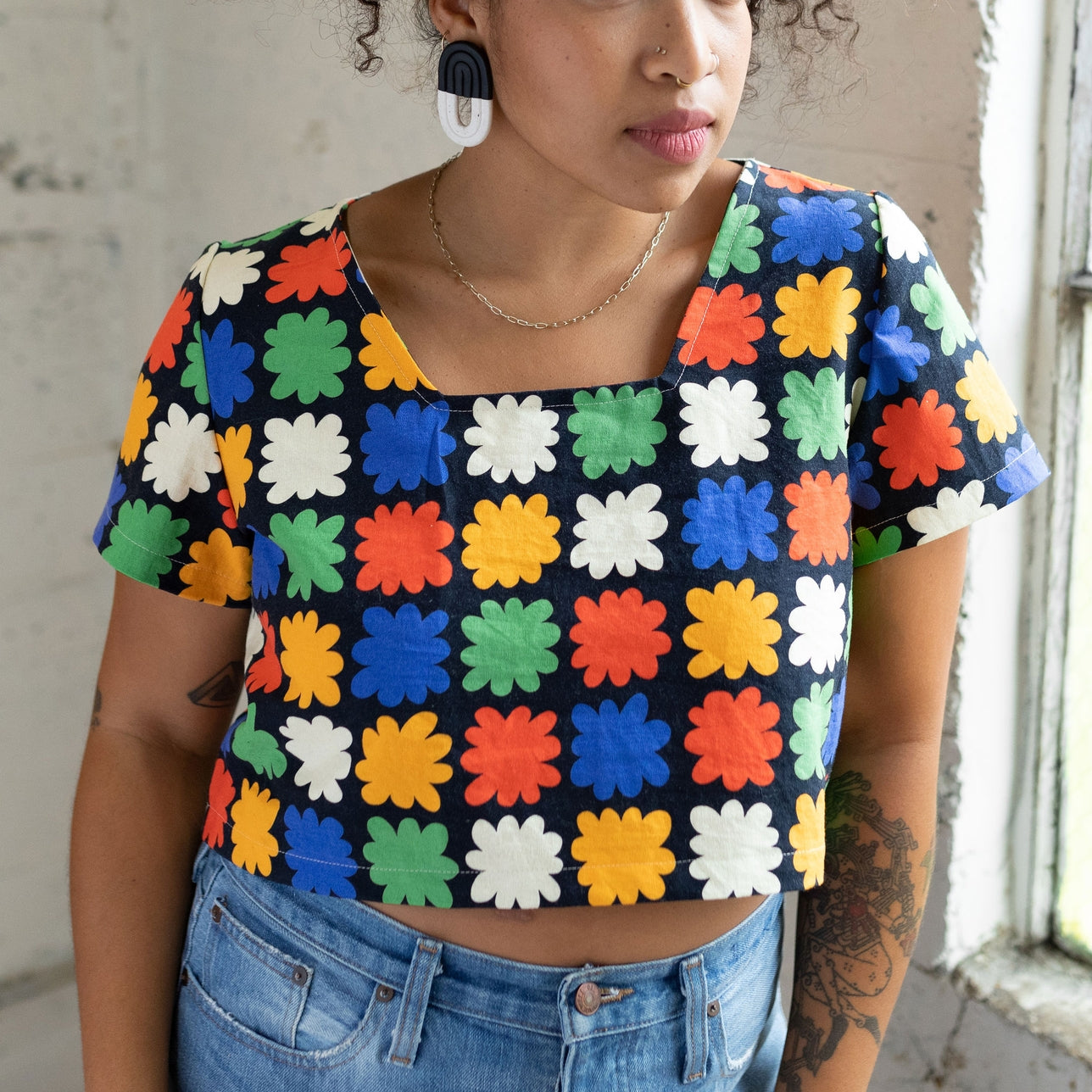 Abstract Floral Crop Top