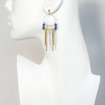 Cobalt Artdeco Hoop Earrings