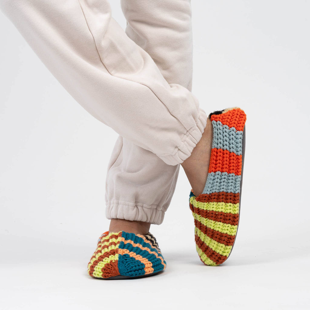 Patchwork Stripe Rib Slippers
