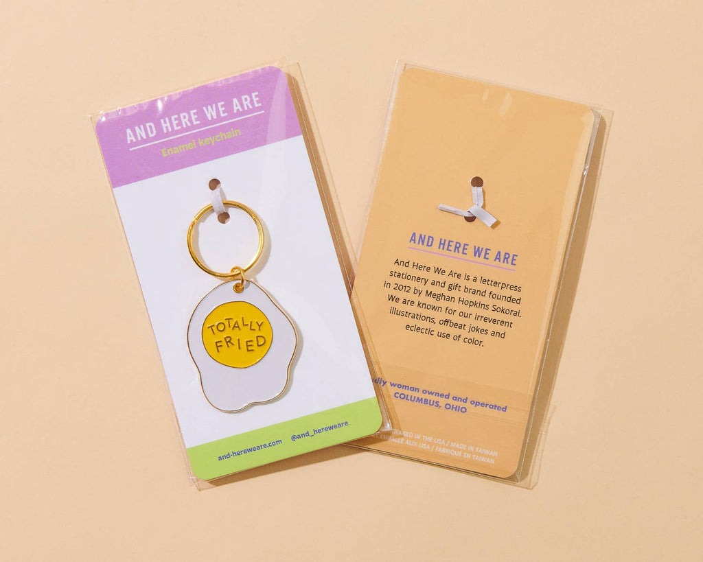 Totally Fried Egg Enamel Keychain