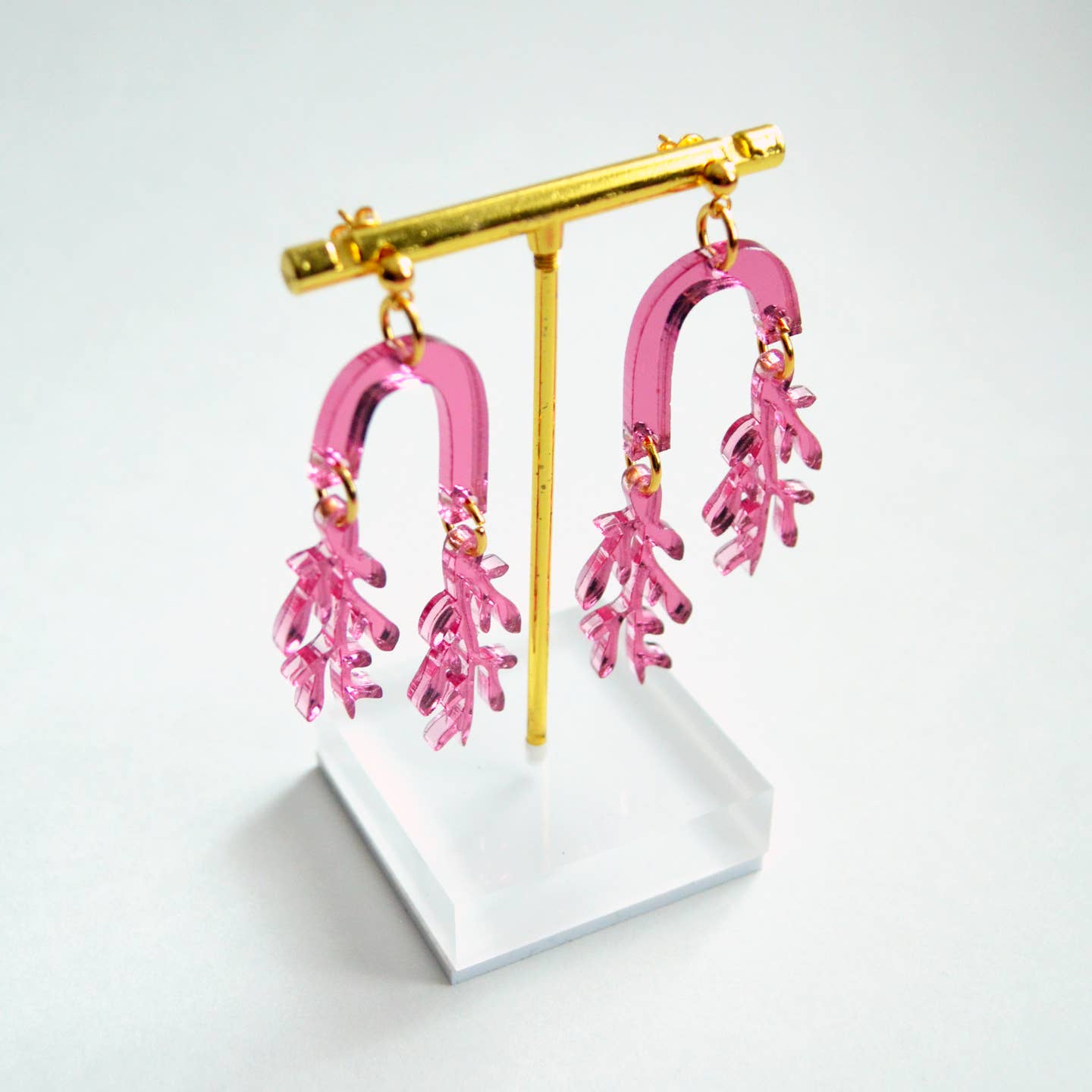 Pink Arch with Leaf Earrings