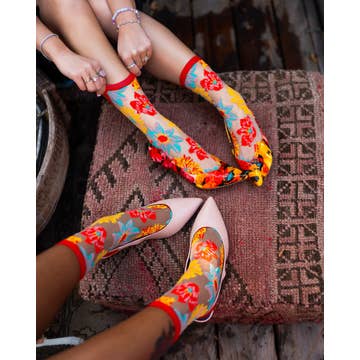 Flower Power Sheer Crew Sock