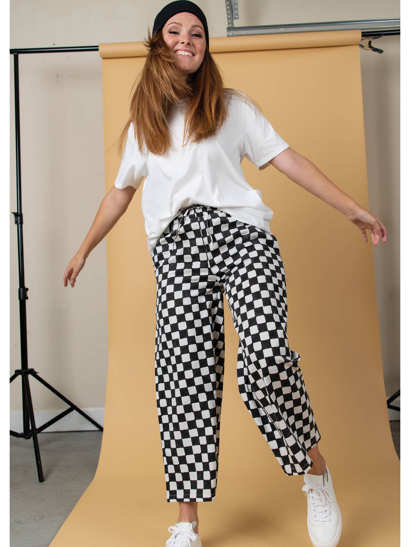Shore Pant in Black Checkerboard
