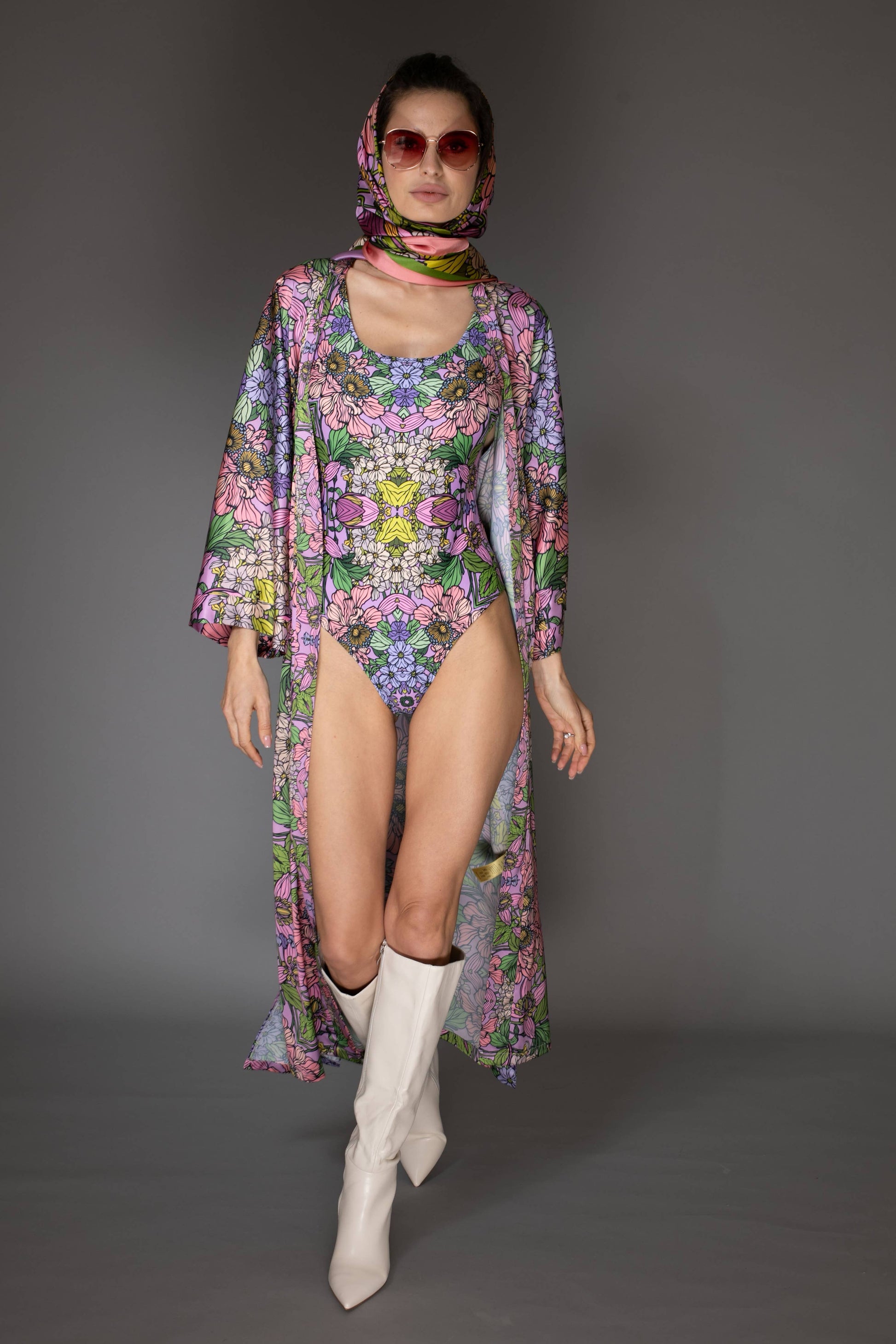 Floral Satin Kimono