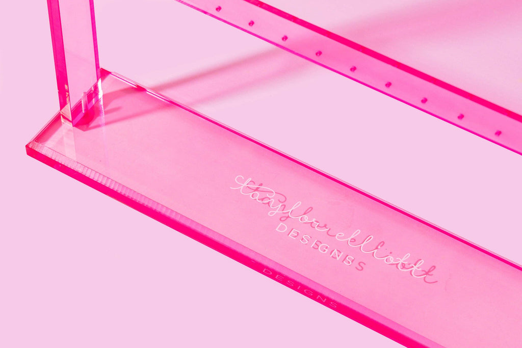 32-Hole Hanging Hoop Earring Holder - Hot Pink