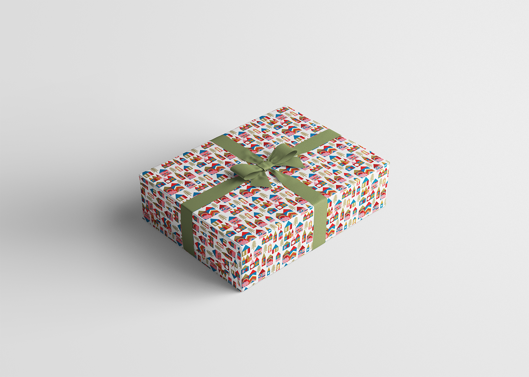 Snowy Village Wrapping Paper Sheet