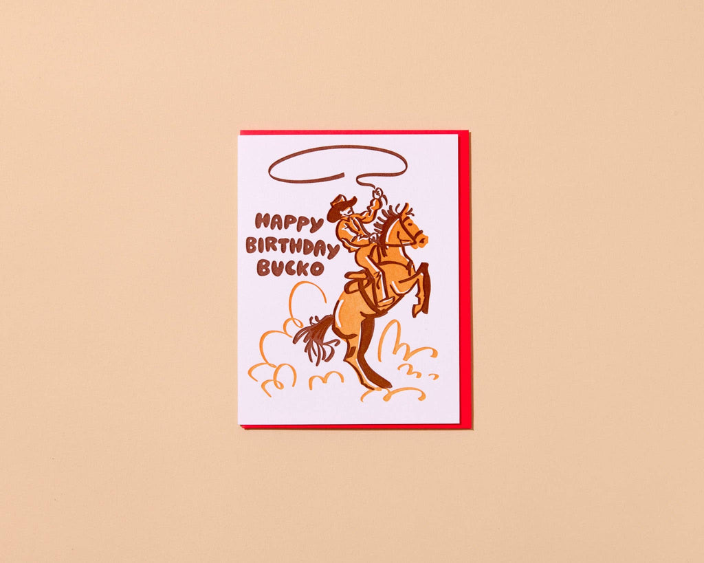 Happy Birthday Bucko Letterpress Cowboy Western Birthday Card