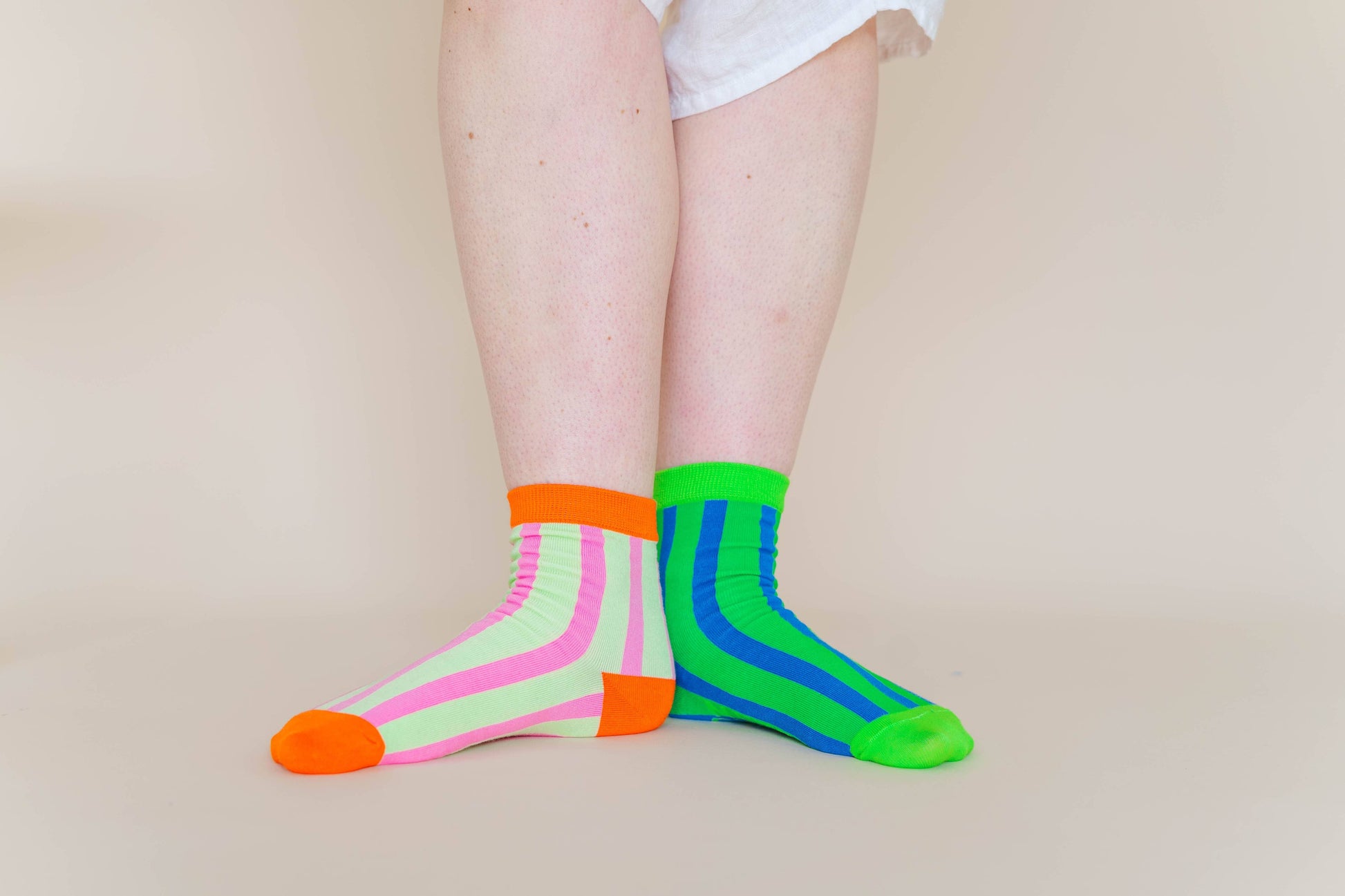 Cotton Green Blue Striped Ankle Sock