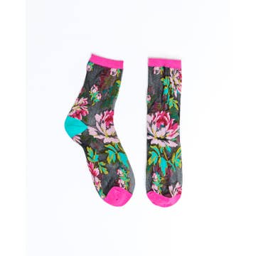 English Rose Black Sheer Ankle Sock