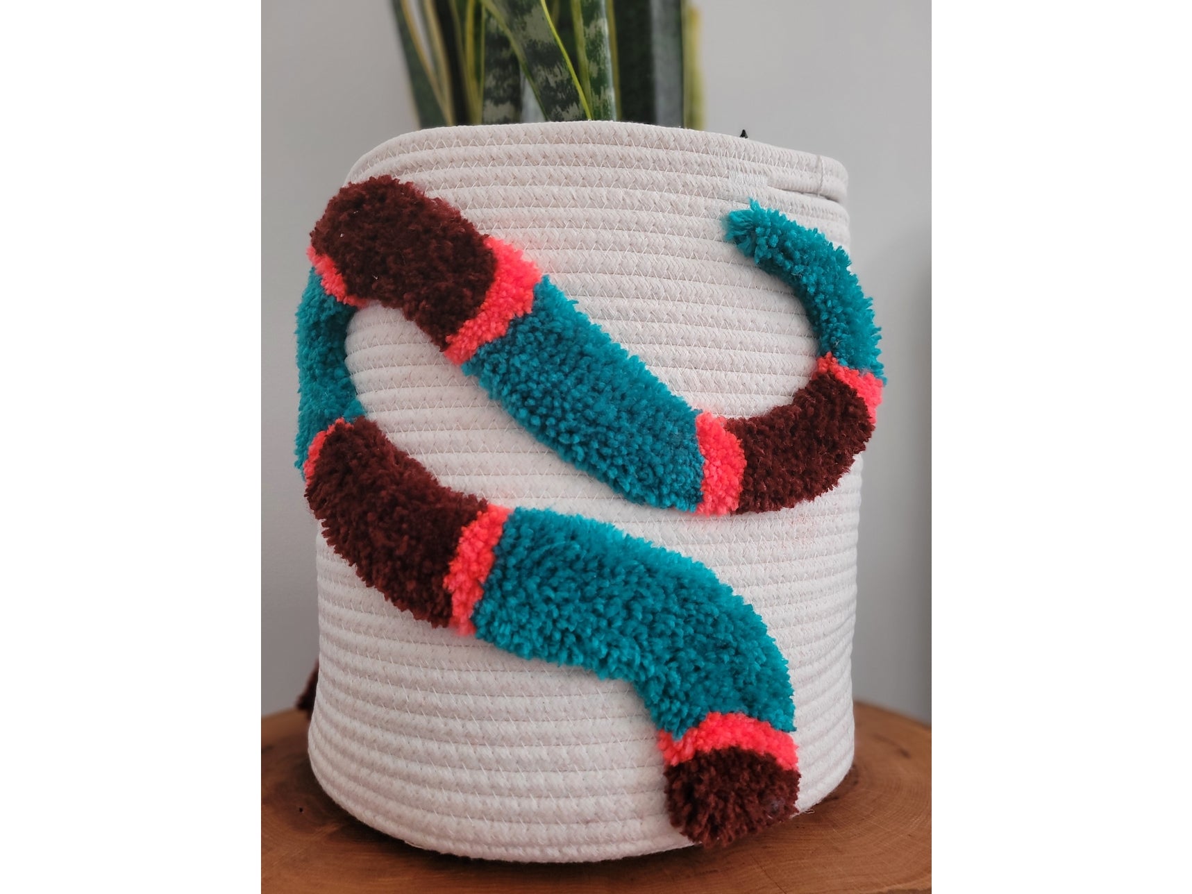 13" Tufted Basket - Snake