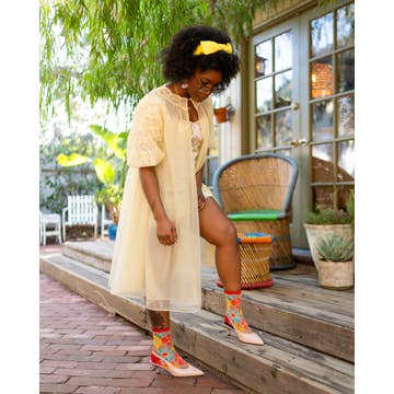 Flower Power Sheer Crew Sock