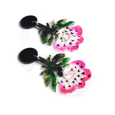 Pink Flower Resin Earrings