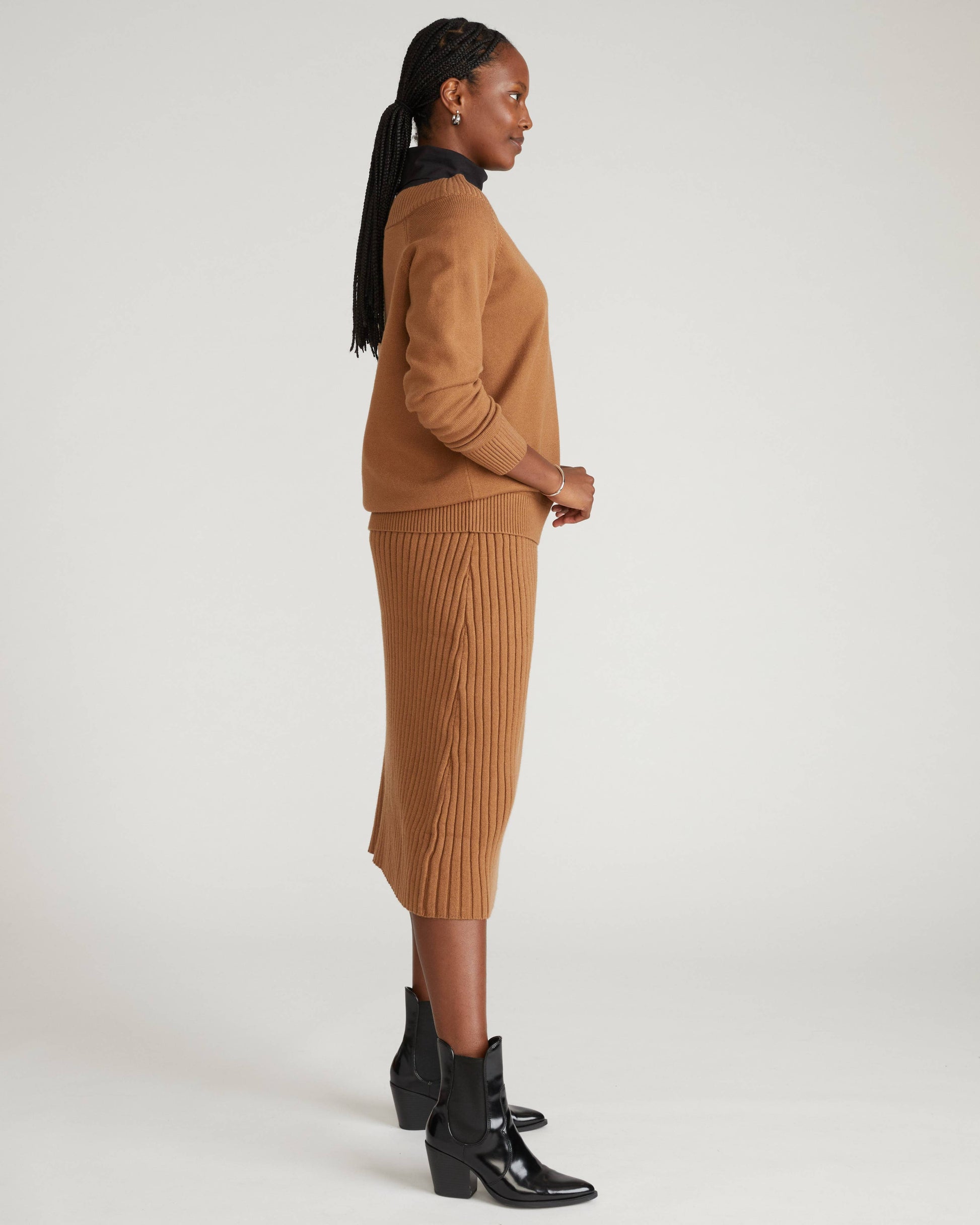 Noomi Cold Shoulder Camel Sweater
