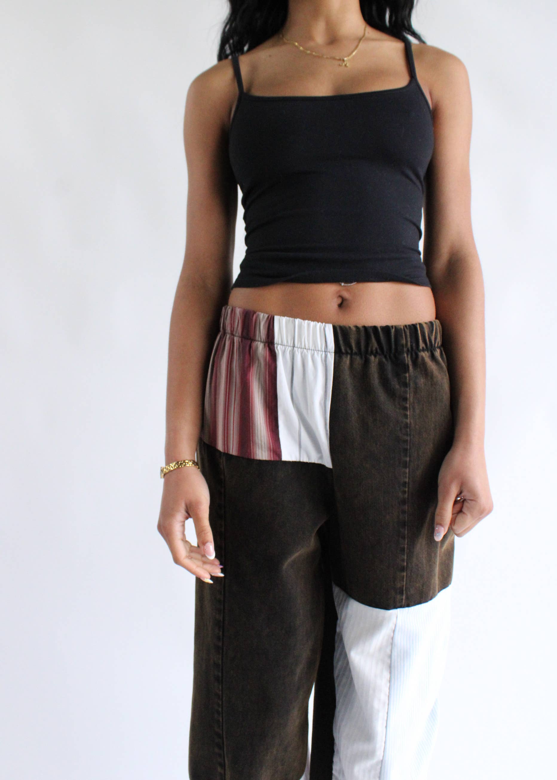 Vintage Denim x Stripes Patchwork Pants