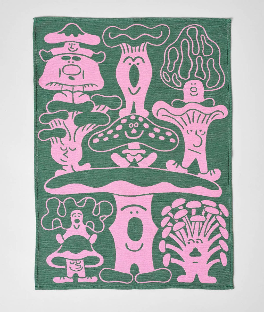 Mushrooms Woven Cotton Tea Towel