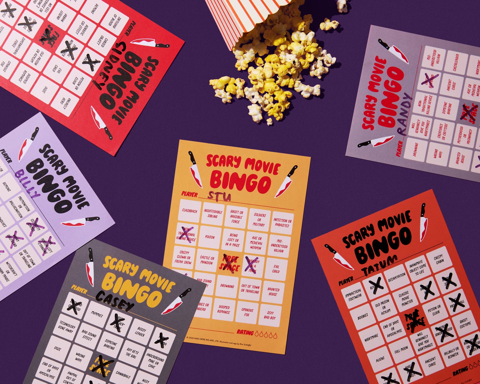 Scary Movie Cheesy Movie Night Bingo