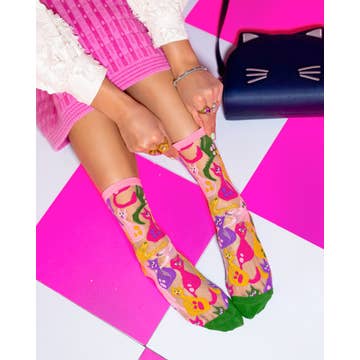 Dopamine Cats Sheer Crew Sock