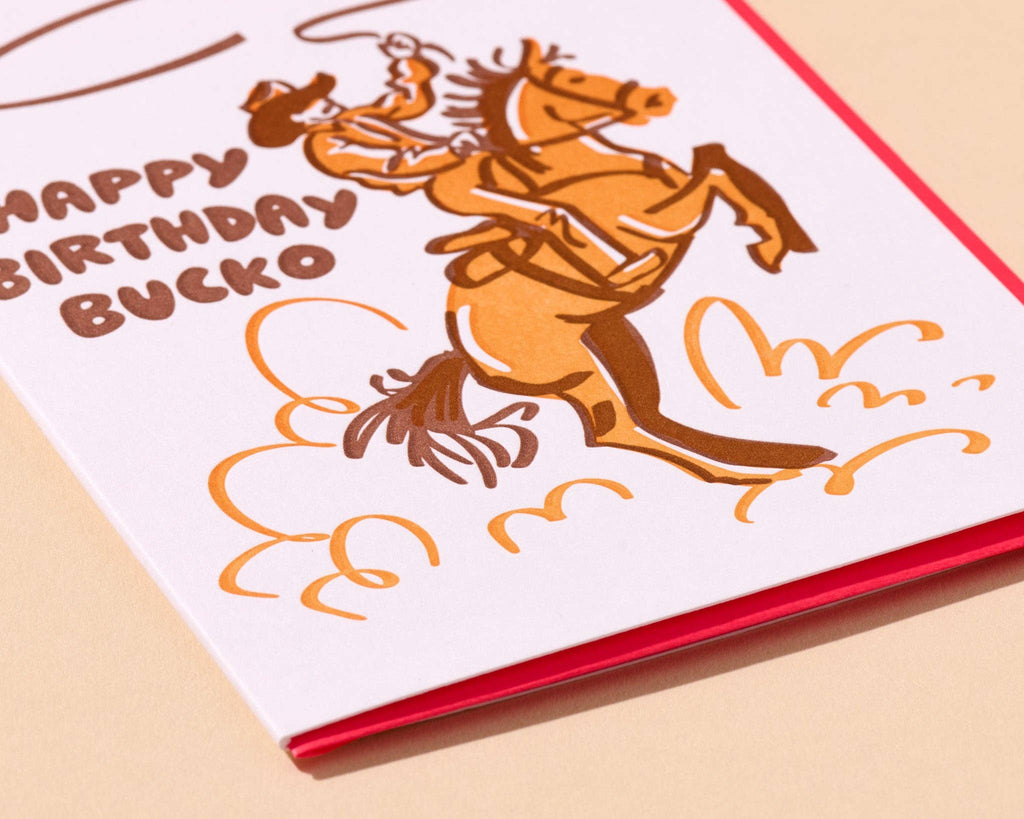 Happy Birthday Bucko Letterpress Cowboy Western Birthday Card