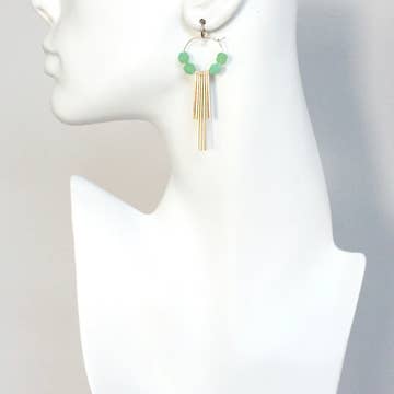 Mint Glass Geometric Hoop Earrings