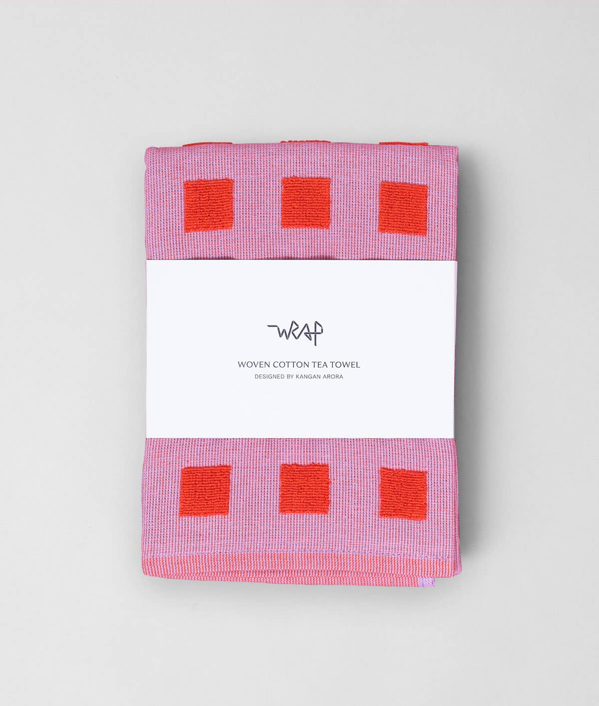 Squares Woven Terry Tea Towel – Lilac/Warm Red