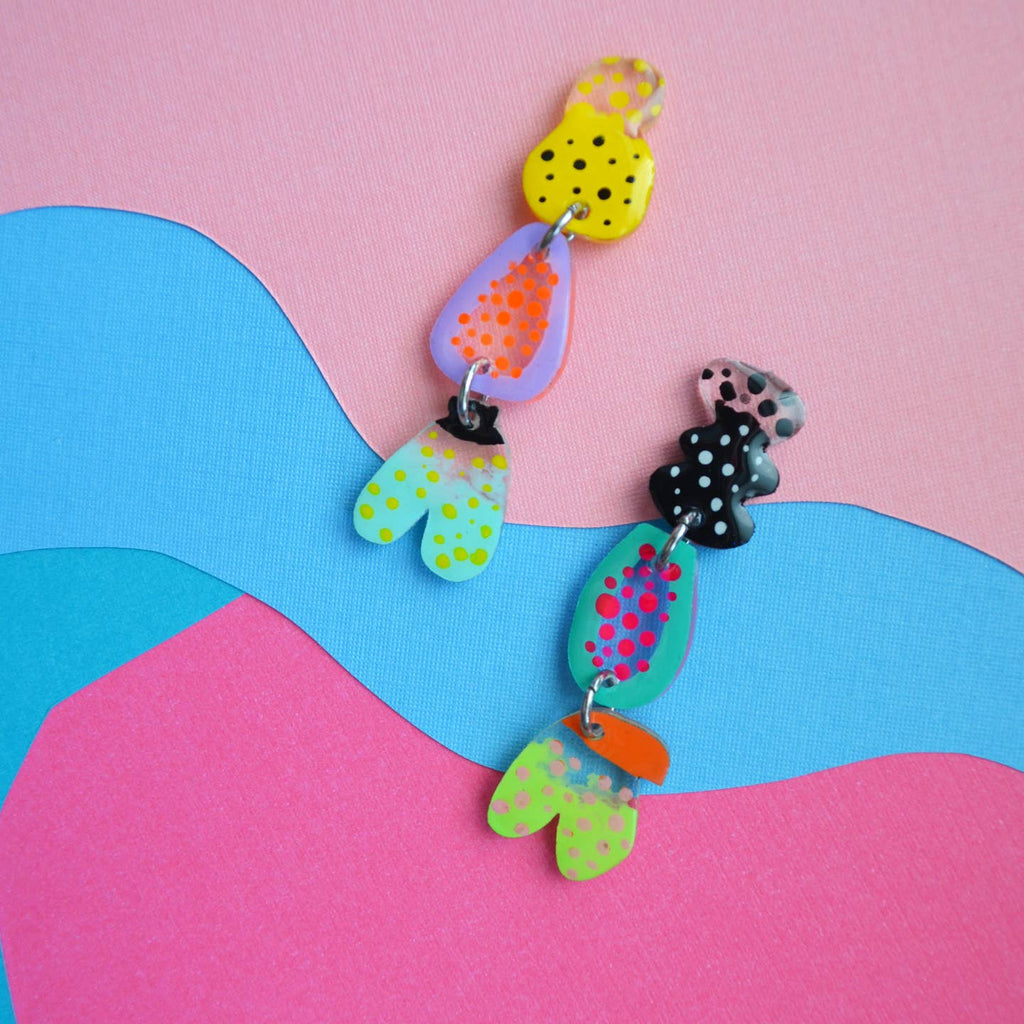 Abstract Mis-Matched Fruit Earrings