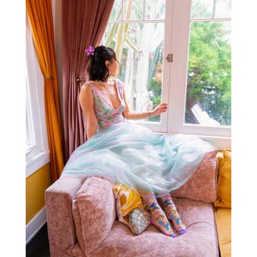 Whimsical Mermaid Ruffle Sheer Crew Sock