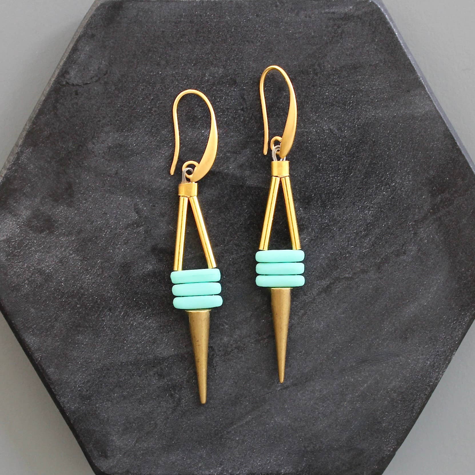 Matte Turquoise Spike Earrings