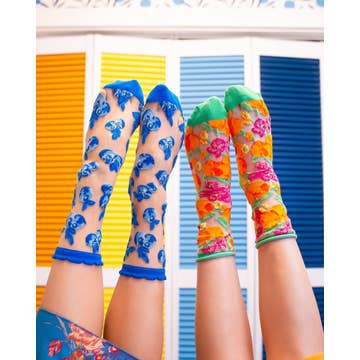 Blueberry Ruffle Sheer Crew Sock