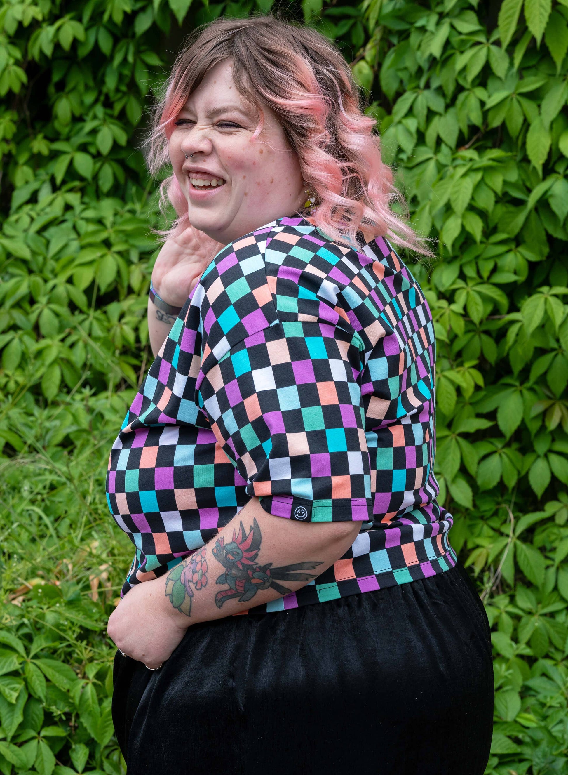 Checkerboard Chropped Boxy Tee