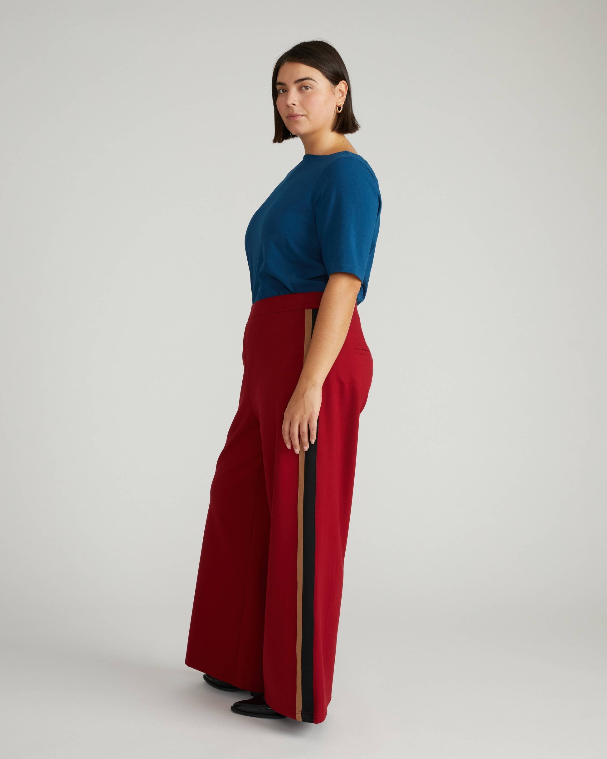 Stephanie Wide Leg Stripe Ponte Pants
