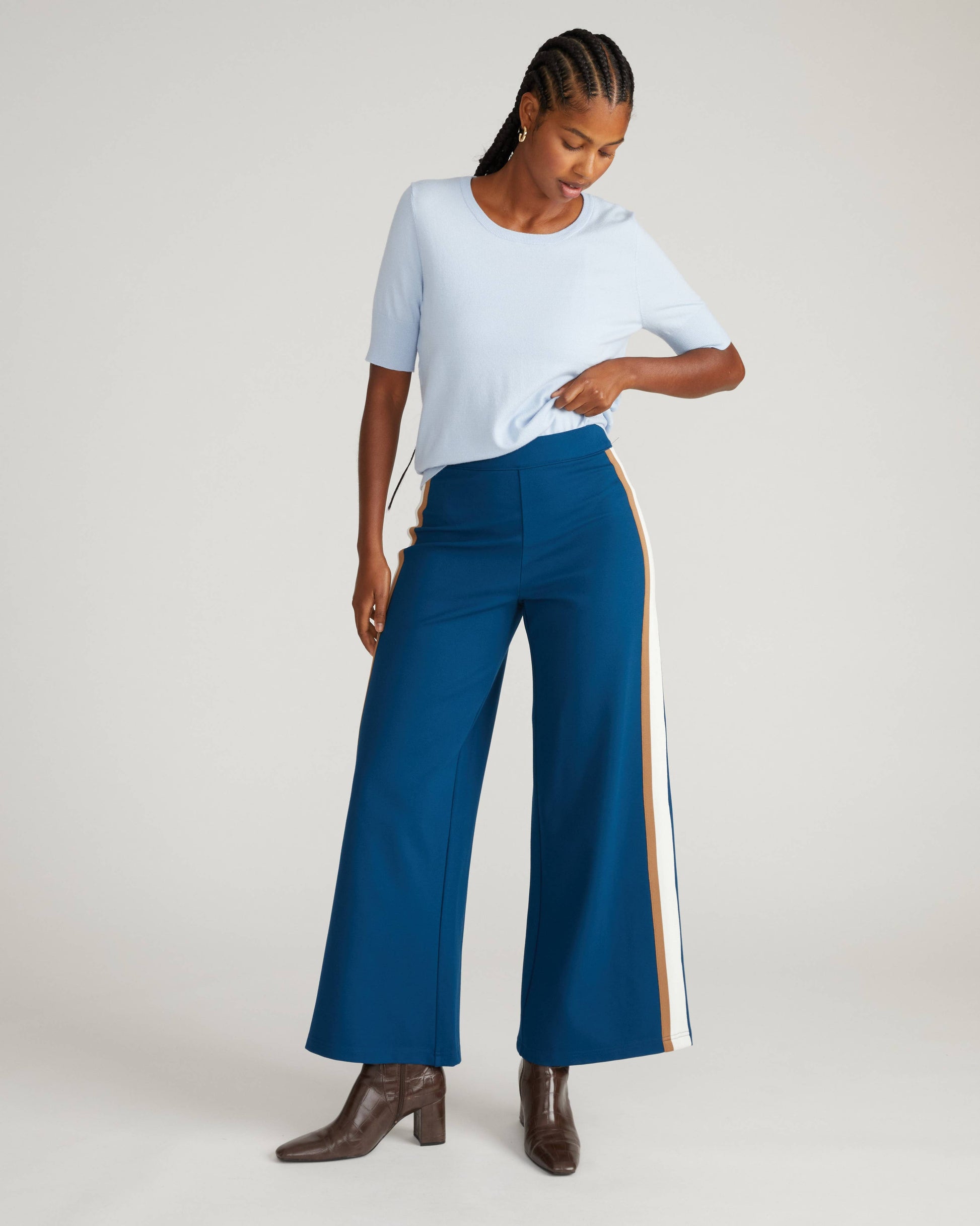 Stephanie Wide Leg Stripe Ponte Pants