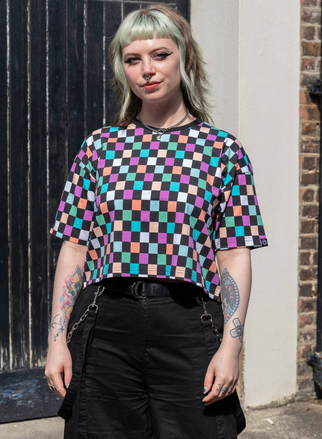 Checkerboard Chropped Boxy Tee