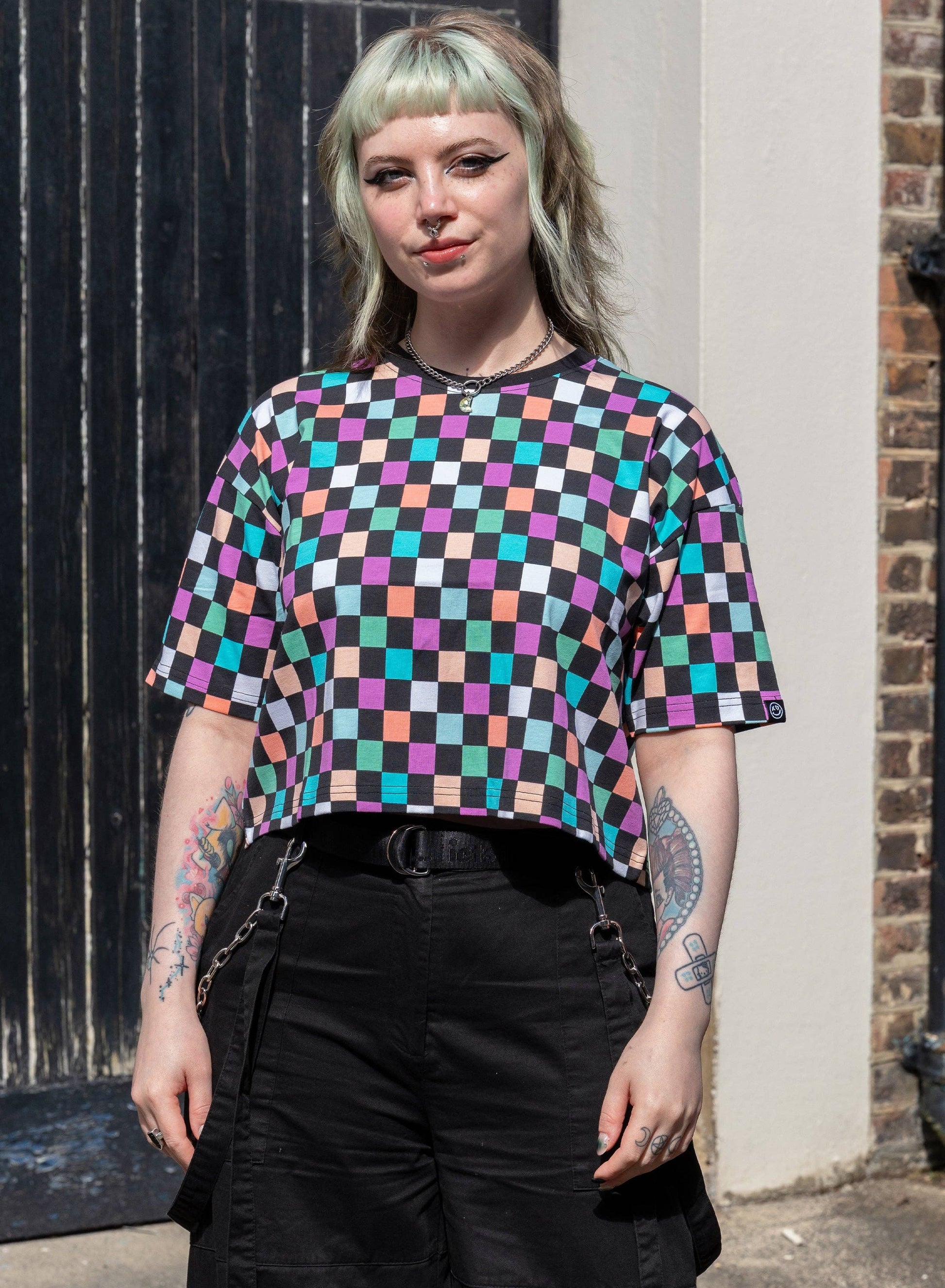 Checkerboard Chropped Boxy Tee