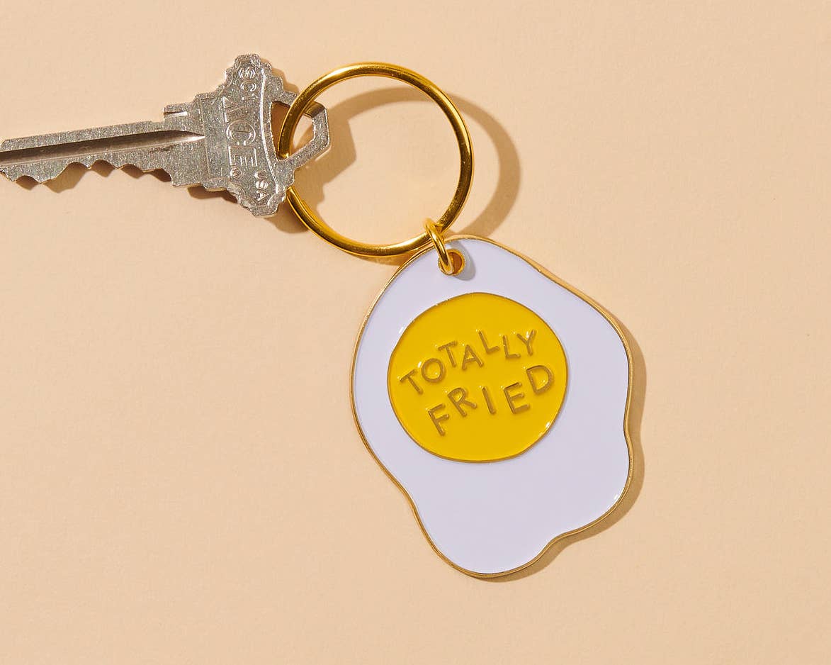 Totally Fried Egg Enamel Keychain