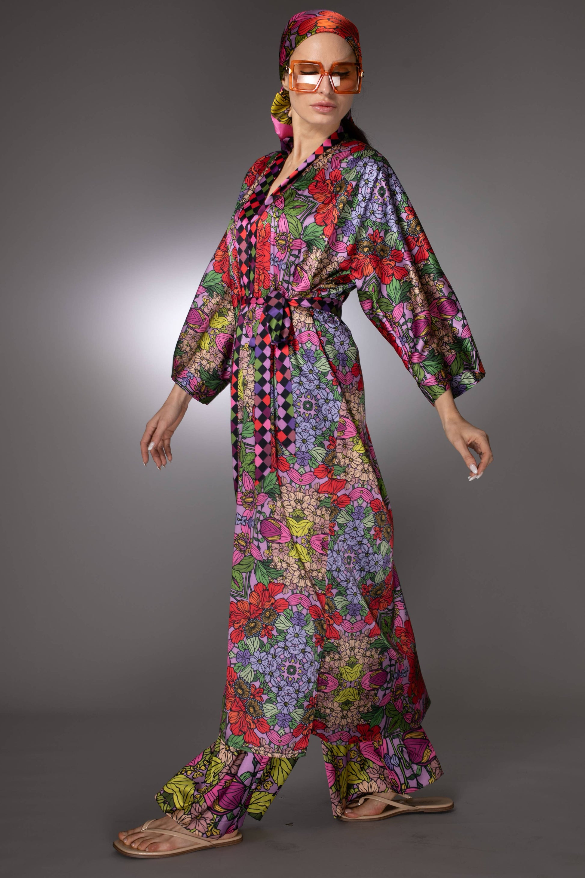 Floral Satin Kimono