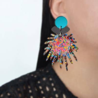 Party Confetti Pom Pom Earrings