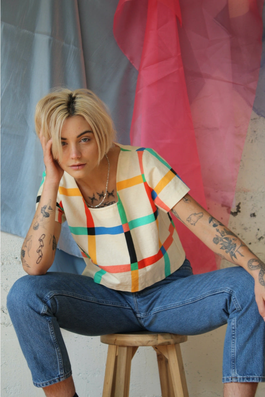 Chunky Windowpane Crop Top