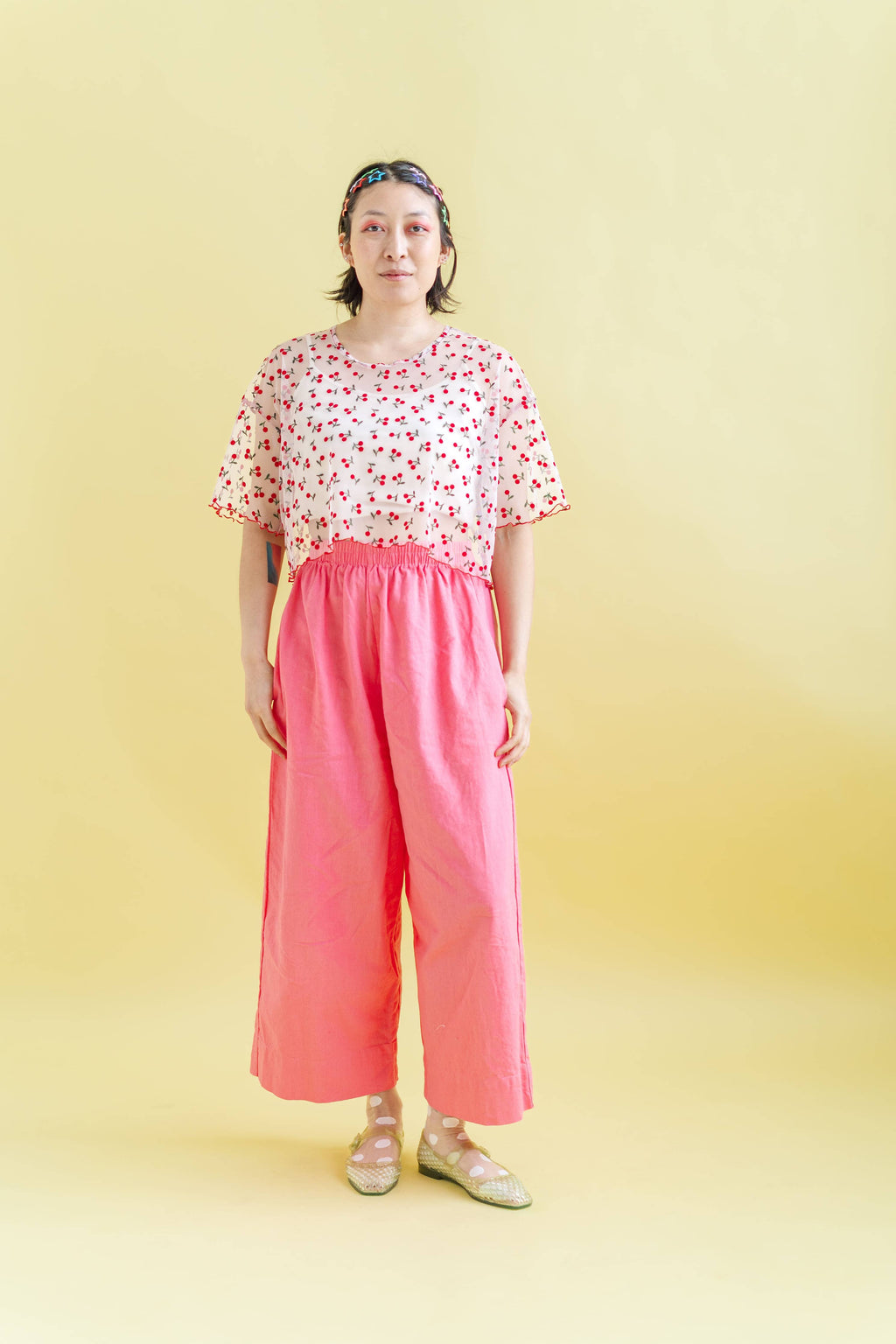 Women's Cherry Mesh Layering Blouse