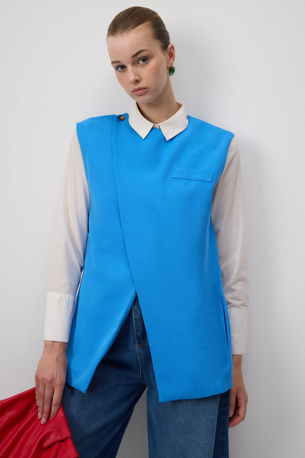 Linen Blend Double-Breasted Tailored Vest