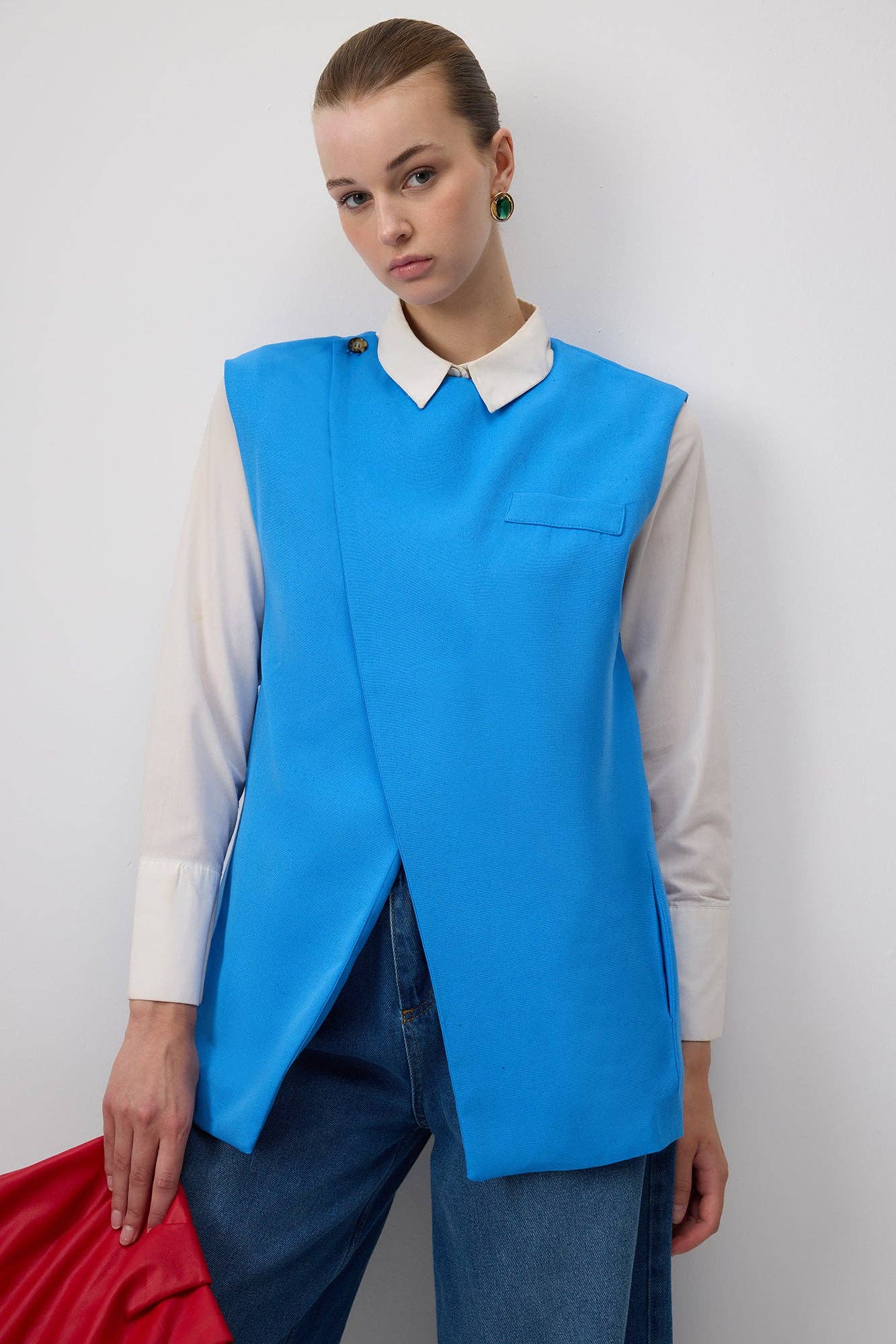 Linen Blend Double-Breasted Tailored Vest