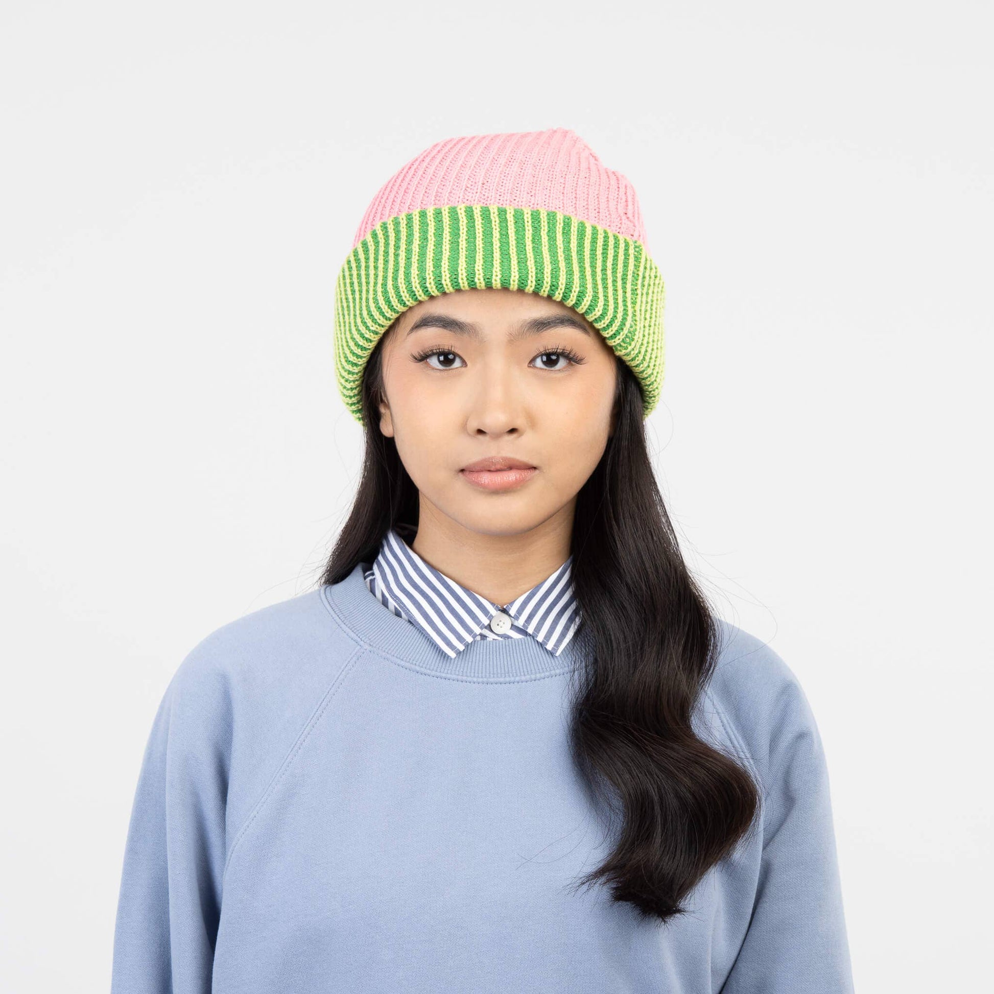 Stripe Cuff Plush Beanie