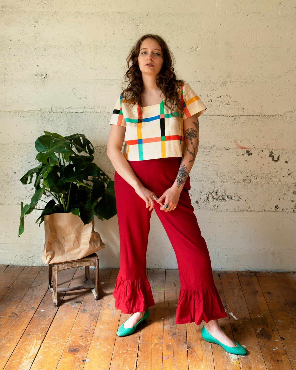 Chunky Windowpane Crop Top