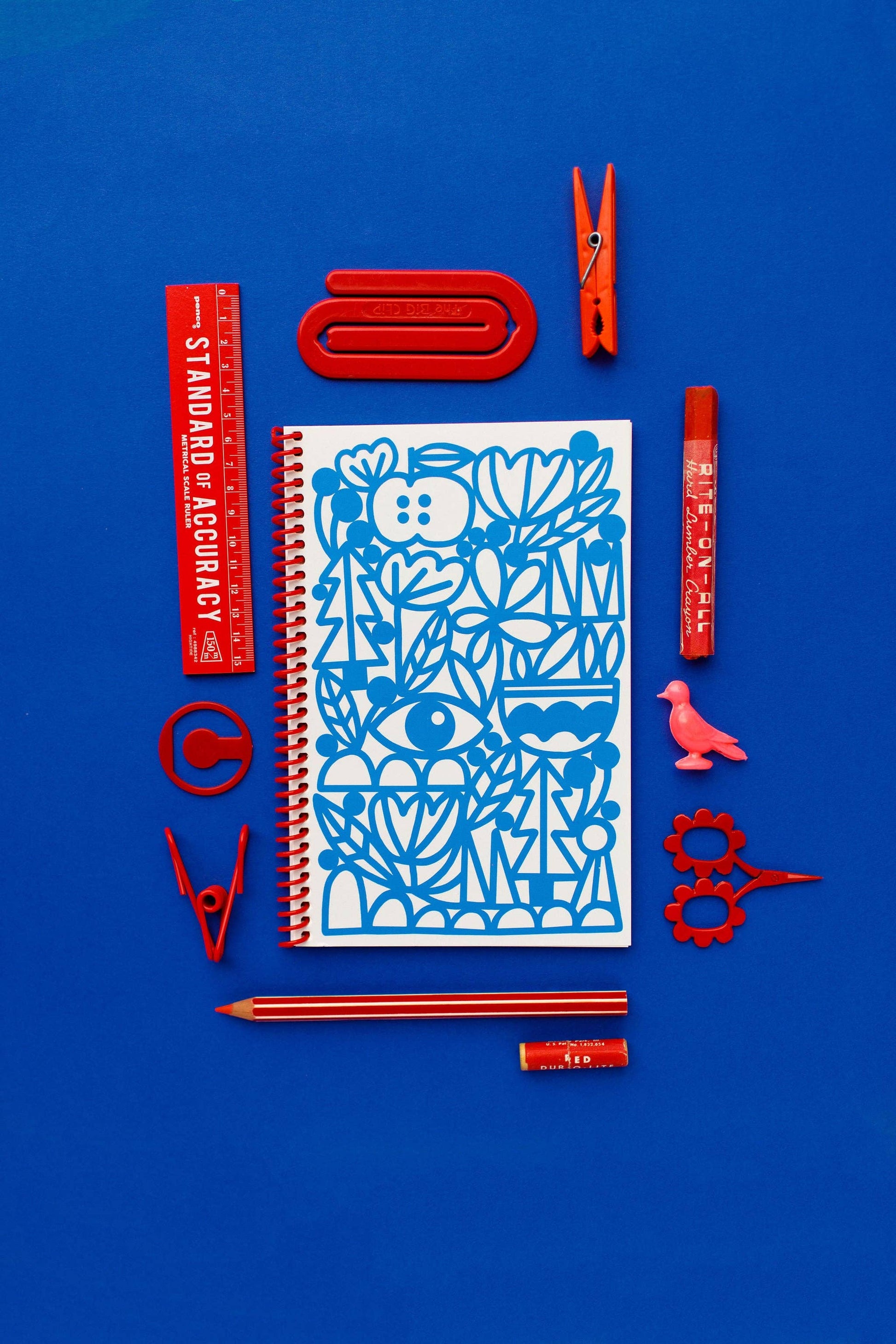 Blank Journal with Red Spiral - Manzanita Blue