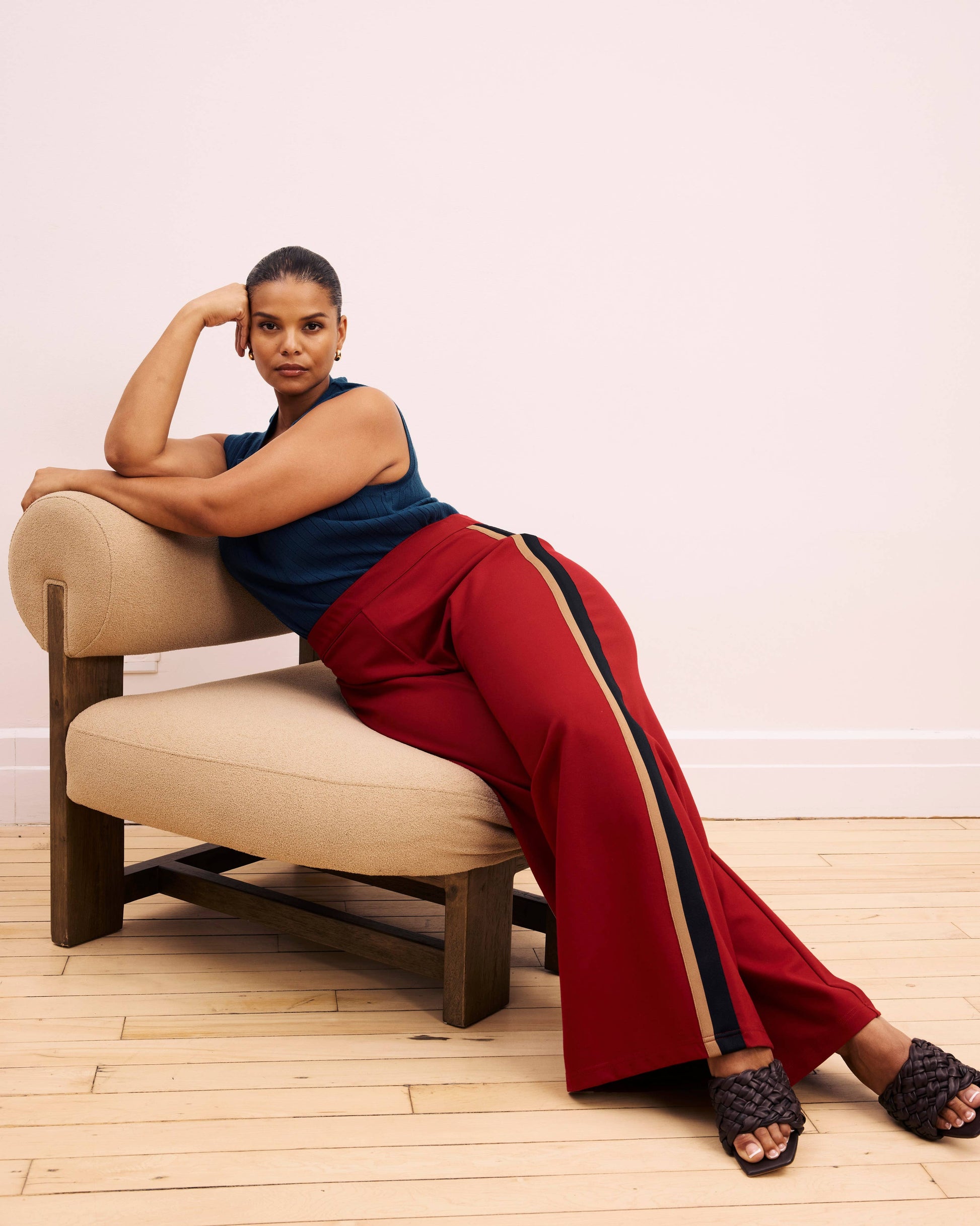 Stephanie Wide Leg Stripe Ponte Pants