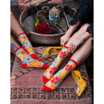 Flower Power Sheer Crew Sock