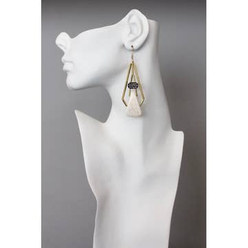 ArtDeco Rhinestone and White Stone Earrings