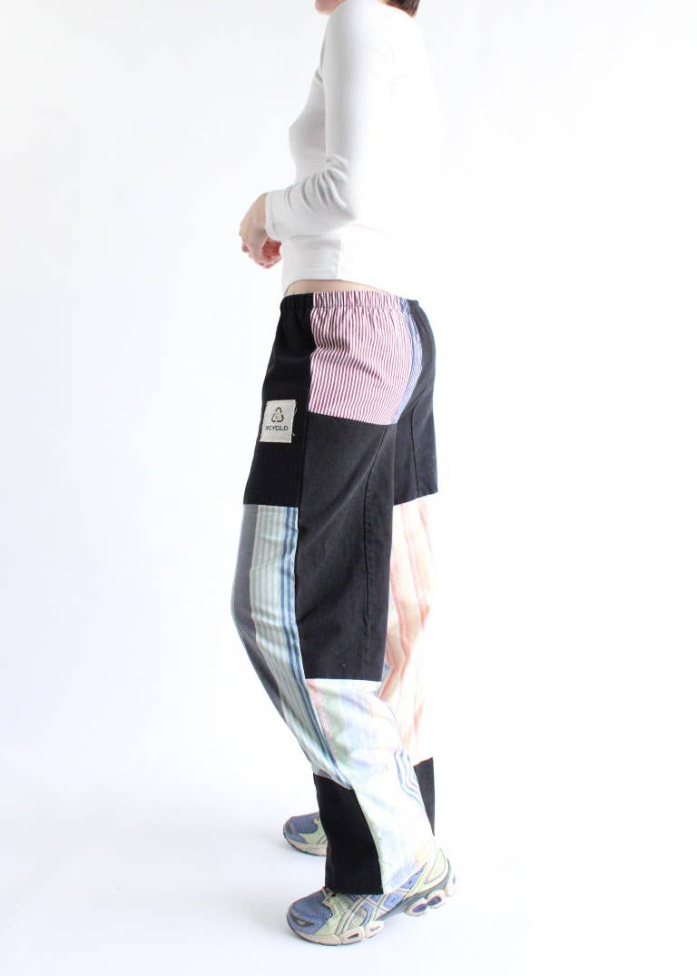 Vintage Denim x Stripes Patchwork Pants